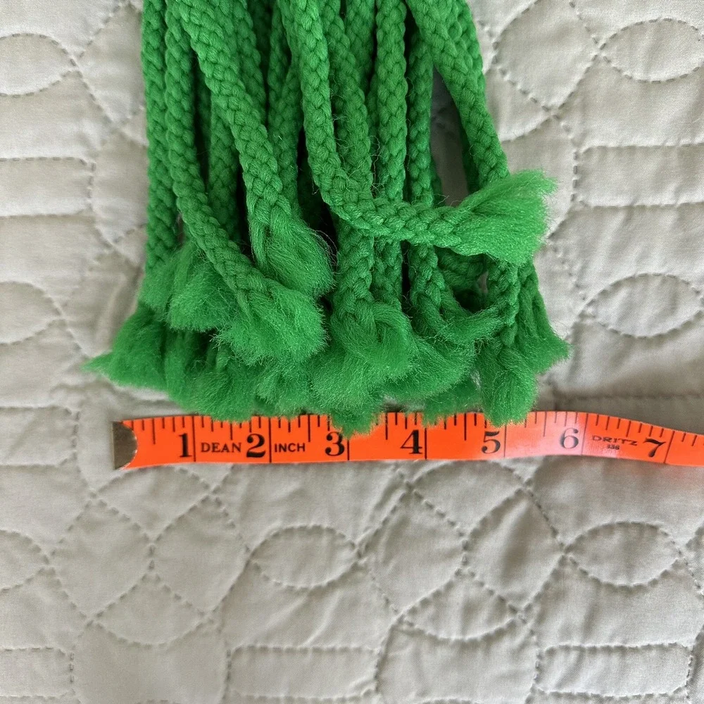 Vtg Macrame Crochet Handmade Christmas Tree Wall Hanging Large Green Red 32 X 12